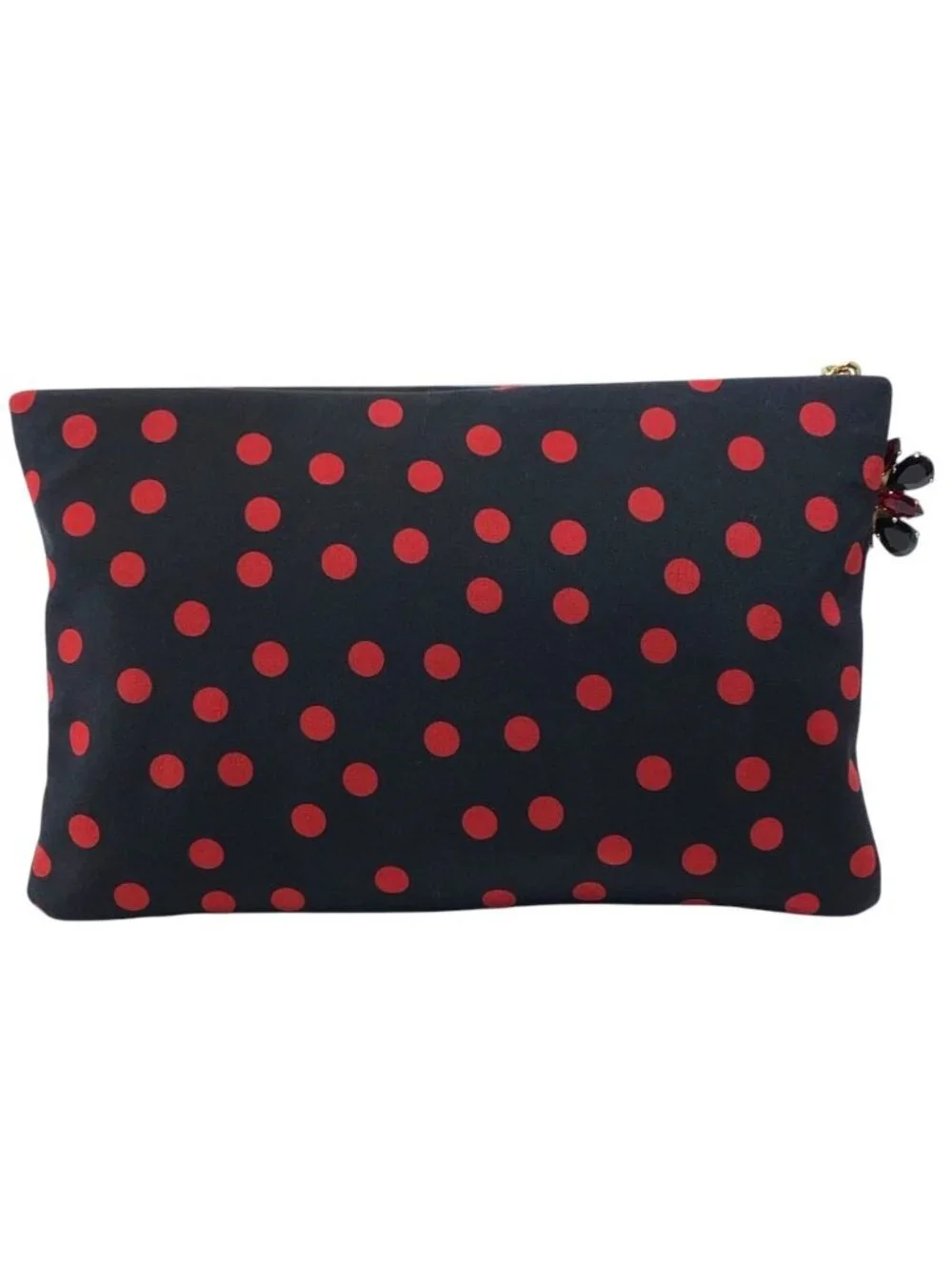 Dolce & Gabbana Dot Pattern Biju Pouch Clutch Canvas Black Red Party Going